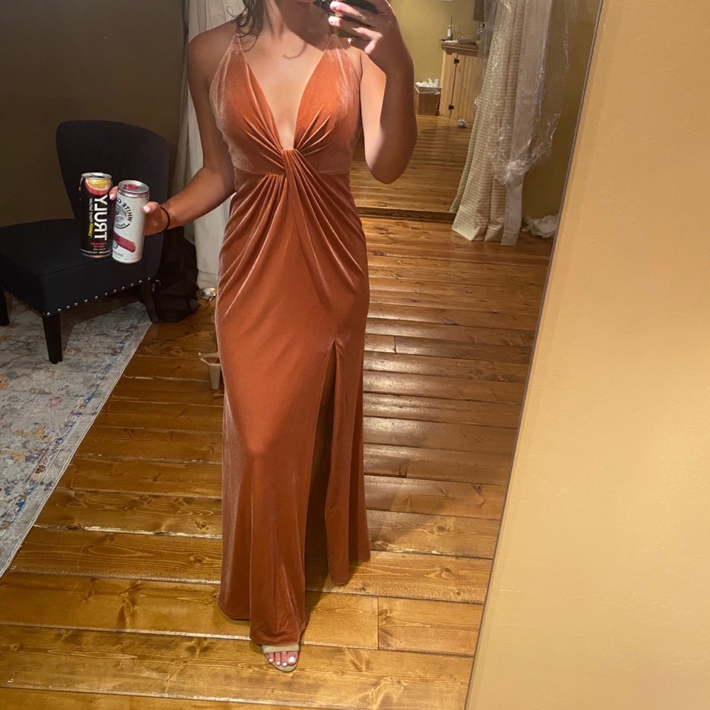 Custom velvet bridesmaids gown